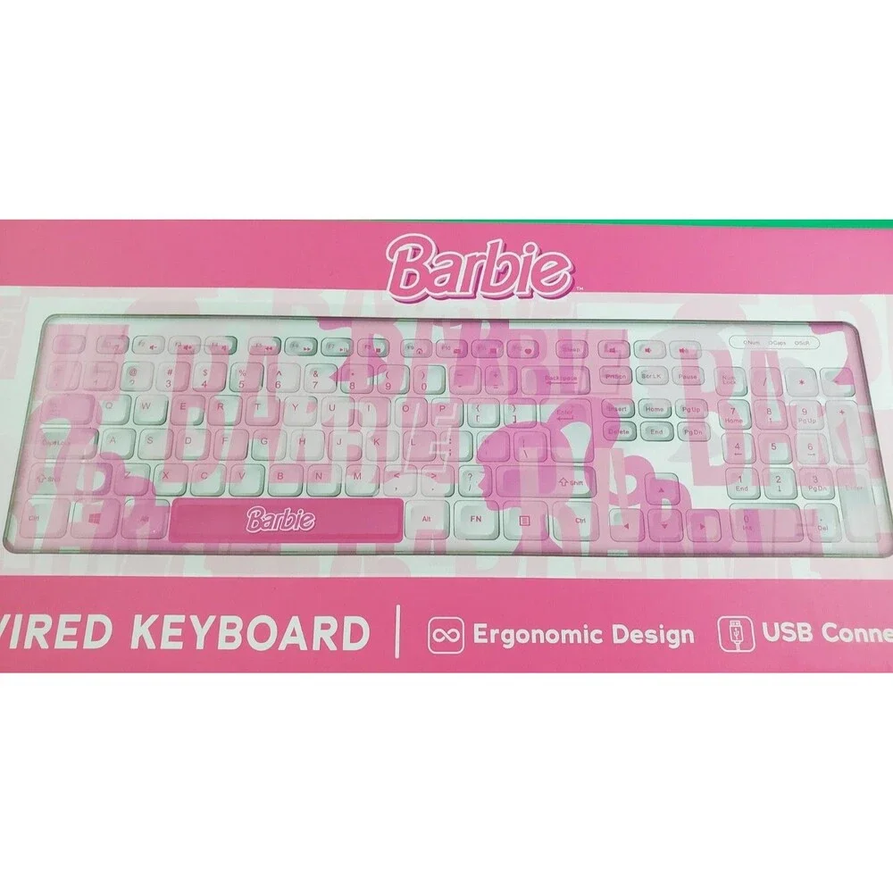 Barbie Wired Keyboard - Culturefly, USB Connection, Ergonomic Design / Pink